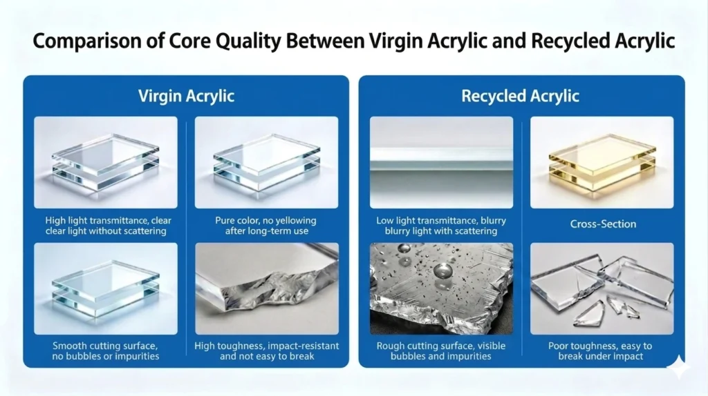 Virgin Acrylic VS Recycled Acrylic