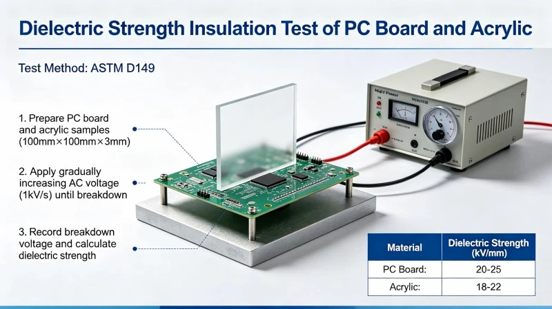 dielectric strength insulation test of PC sheet and acrylic sheet