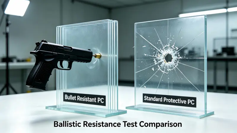 Ballistic Resistance Test Comparison of Bullet Resistant Polycarbonate Polycarbonate and Standard Protective Polycarbonate Sheet