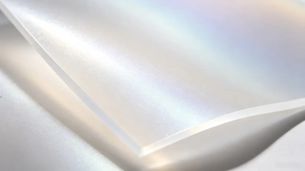 Pearlescent acrylic sheet pearl luster texture close-up